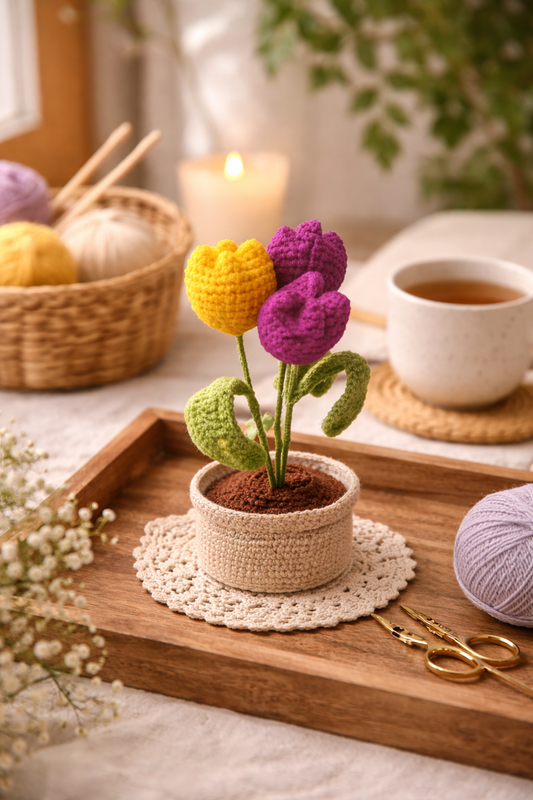Crochet Tulip Pot