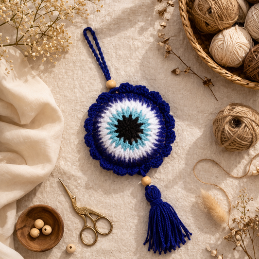 Evil Eye Crochet Wall Hanging
